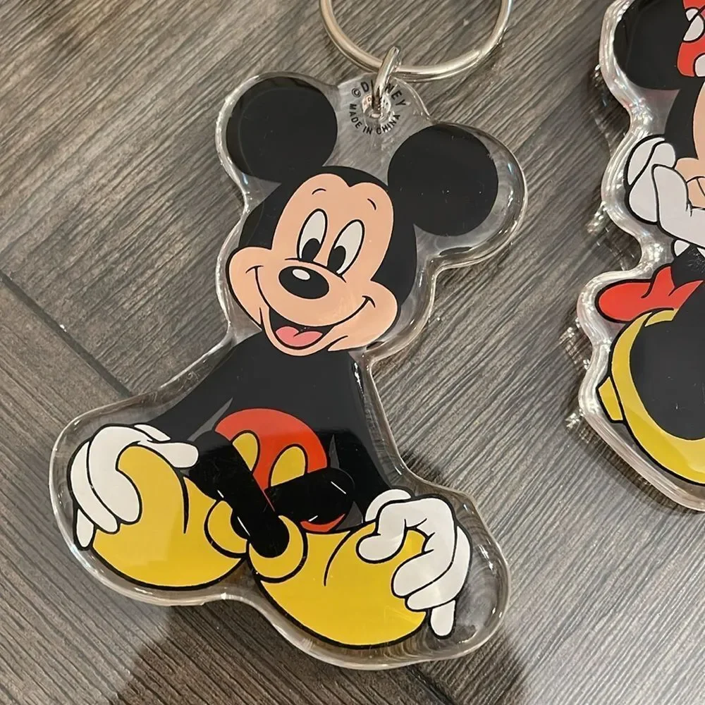 Vtg 80s Walt Disney World Disneyland Mickey & Minnie Mouse Keychains 4